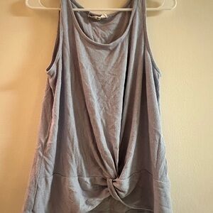Gray/ Purple Tie Front Sleeveless Tank Top